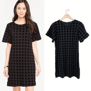 Ann Taylor Black Velvet Polka Dot T Shirt Flutter